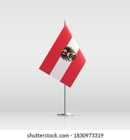 Austria flag state symbol isolated on background national banner. Greeting card National Independence Day of the Republic of Austria. Illustration banner with realistic state flag.