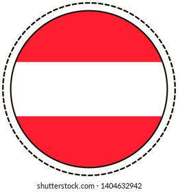 Österreich Flaggenaufkleber auf weißem Hintergrund. Vintage-Vektorsiegel Qualitätssiegel. Vorlagendesign-Element. Nationalfeiertag. Reisezeichen.