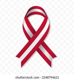 Austria flag stripe ribbon vector illustration on a transparent background vector image (PNG).