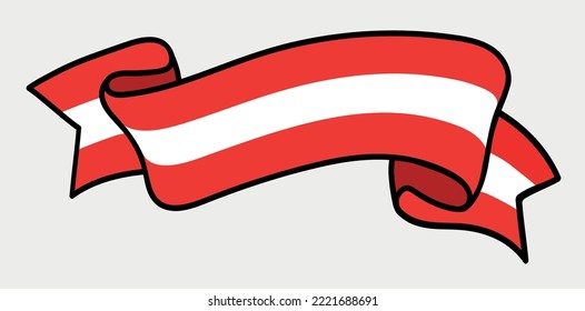 Austria flag symbol.Ribbon with flag of Austria.