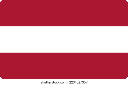Vector de bandera de Austria aislado. Ilustración de un emblema austriaco nacional, rayas rojas y blancas. Bandera del país.