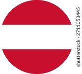 Austria flag vector.  Austria on circle flag. Austria flag for education, infographics, political materials, presentations, web graphics, and print projects