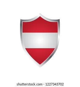 Austria Flag Vector Shield Icon. Europe. vector illustration. vector shadow. gray background. 3d.