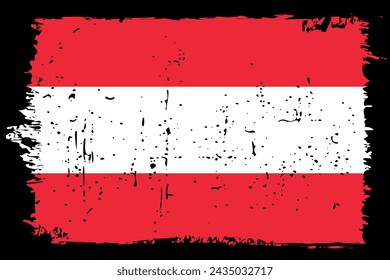 Austria flag - vector flag with stylish scratch effect and black grunge frame.