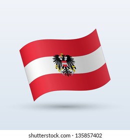 Austria flag waving form on gray background. Vector illustration.