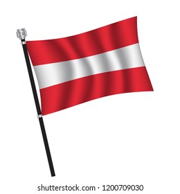 Austria flag , flag of Austria waving on flag pole, vector illustration EPS 10.