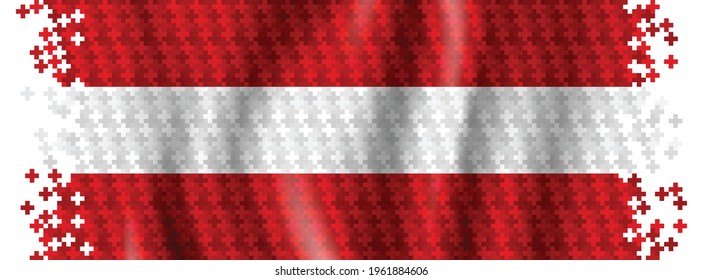 Austria Flag waving with Plus and Positive sign, Medical cross Vector illustration, Abstract background, Banner or cover template