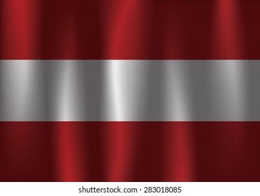 Austria Flag waving realistic fabric effect in vector format, satin