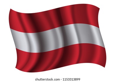 Austria flag waving with the wind, 3D vector illustration.
