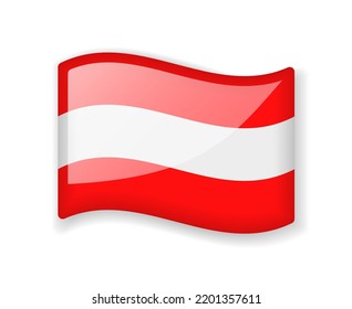 Austria flag - Wavy flag bright glossy icon isolated on white background