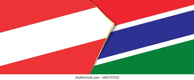 Austria and Gambia flags, two vector flags symbol of relationship or confrontation.
