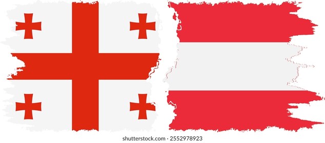 Austria and Georgia grunge flags connection, vector