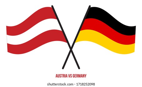 Austria and Germany Flags Crossed And Waving Flat Style. Official Proportion. Correct Colors.