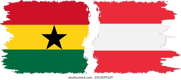 Austria and Ghana grunge flags connection, vector