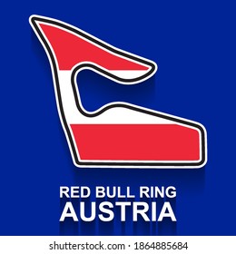 Austria grand prix race track for Formula 1 or F1 with flag. Detailed racetrack or national circuit for motorsport and formula1 qualification. Vector illustration.