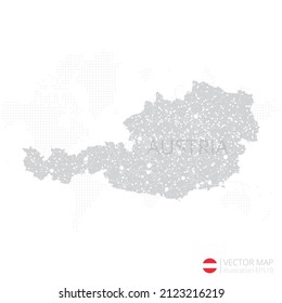Austria grey map isolated on white background with abstract mesh line and point scales. Vector illustration eps 10