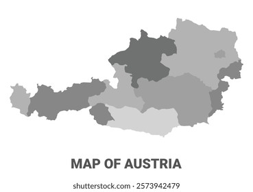 Austria Greyscale political map simple flat illustration