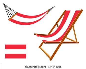 austria hammock and deck chair set against white background, abstract vector art illustration