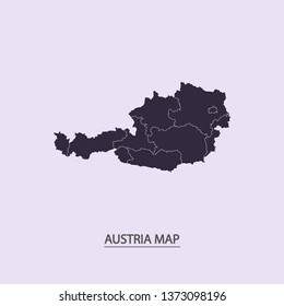 Austria - High detailed map violet outline map with caption on violet background.Abstract design vector illustration eps 10.
