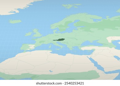 Austria highlighted on a detailed map, geographic location of Austria. Vector Map.