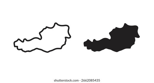 Austria icon set, line and black glyph style for food app website.