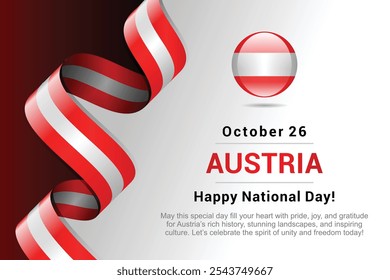 austria Independence Day banner design with flag ribbon