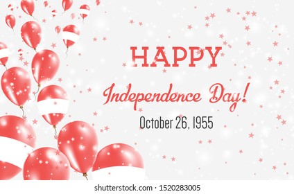 Austria Independence Day Greeting Card. Flying Balloons in Austria National Colors. Happy Independence Day Austria Vector Illustration.