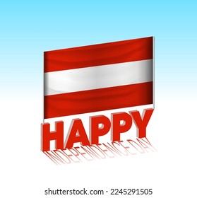 Día de la Independencia de Austria. Simple bandera austriaca y cartel en el cielo. 3 quinquies plantilla de letras. Mensaje de diseño de día especial listo.