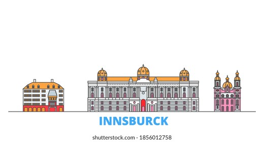 Austria, Innsburck line cityscape, flat vector. Travel city landmark, oultine illustration, line world icons