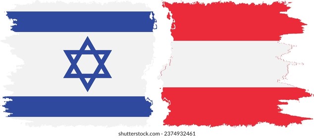 Austria and Israel grunge flags connection, vector