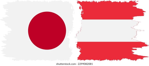Austria and Japan grunge flags connection, vector