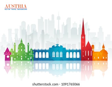 Austria Landmark Global Travel And Journey paper background. Vector Design Template.used for your advertisement, book, banner, template, travel business or presentation