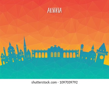 Austria Landmark Global Travel And Journey paper background. Vector Design Template.used for your advertisement, book, banner, template, travel business or presentation