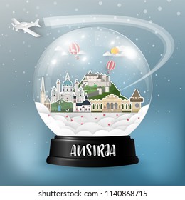 Austria Landmark Global Travel And Journey paper background. Vector Design Template.used for your advertisement, book, banner, template, travel business or presentation.