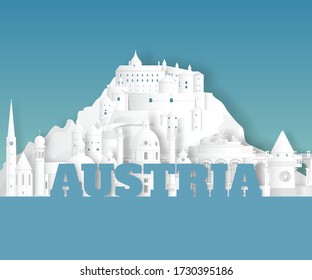 Austria Landmark Global Travel And Journey paper background. Vector Design Template.used for your advertisement, book, banner, template, travel business or presentation.