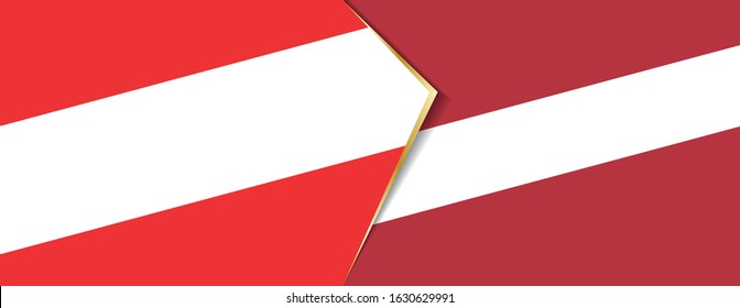 Austria and Latvia flags, two vector flags symbol of relationship or confrontation.
