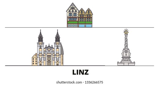 Austria Linz Flat Landmarks Vector Illustration Stock Vector (Royalty ...