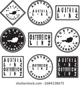 Austria Linz Round Seal Map Design
