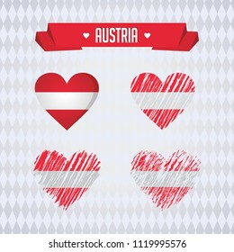 Austria with love. Design vector broken heart with flag inside