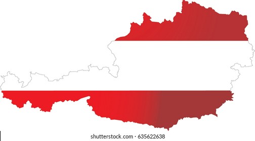 Vector Political Map Austria Flag Isolated Stock Vector (Royalty Free ...