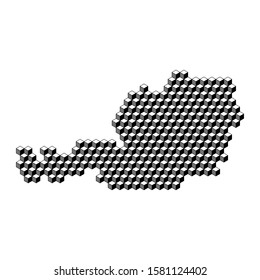 Austria map from 3D black cubes isometric abstract concept, square pattern, angular geometric shape. Vector illustration.