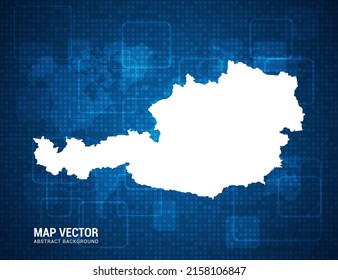 Austria map with abstract blue background technology pixel board texture.
