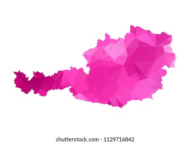 austria Map - Abstract geometric rumpled triangular low poly style gradient graphic on white background , line dots polygonal design for your . Vector illustration