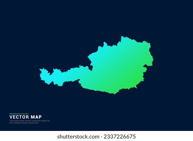 Austria map of abstract gradient green blue concept with technology light effect vector.