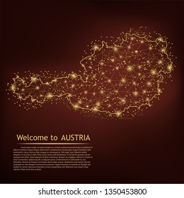 AUSTRIA map. Abstract mash line and point scales on dark geometric background. Wire frame 3D Mesh polygonal network line, design sphere, dot and structure. Vector illustration. EPS 10