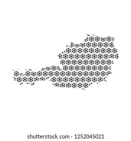 Austria map abstract schematic from black snowflake pattern decoration Christmas and Happy New Year. Vector illustration.