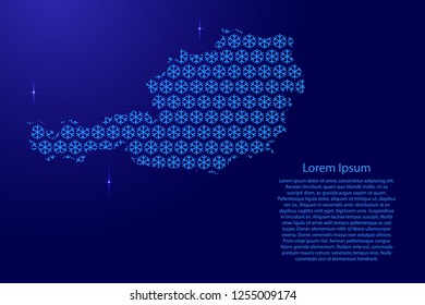 Austria map abstract schematic from snowflake blue pattern decoration Christmas and Happy New Year with space stars for banner, poster, greeting card. Vector illustration.
