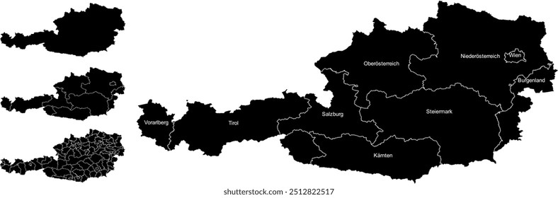 AUSTRIA MAP with its administrative divisions and regions