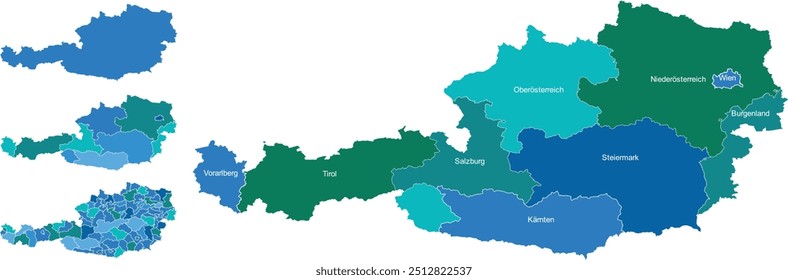 AUSTRIA MAP with its administrative divisions and regions