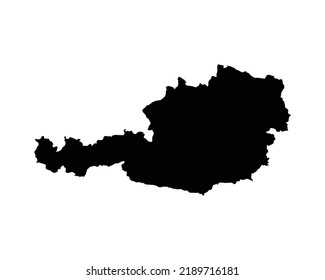 Austria Map. Austrian Country Map. Black and White National Outline Boundary Border Shape Geography Territory EPS Vector Illustration Clipart